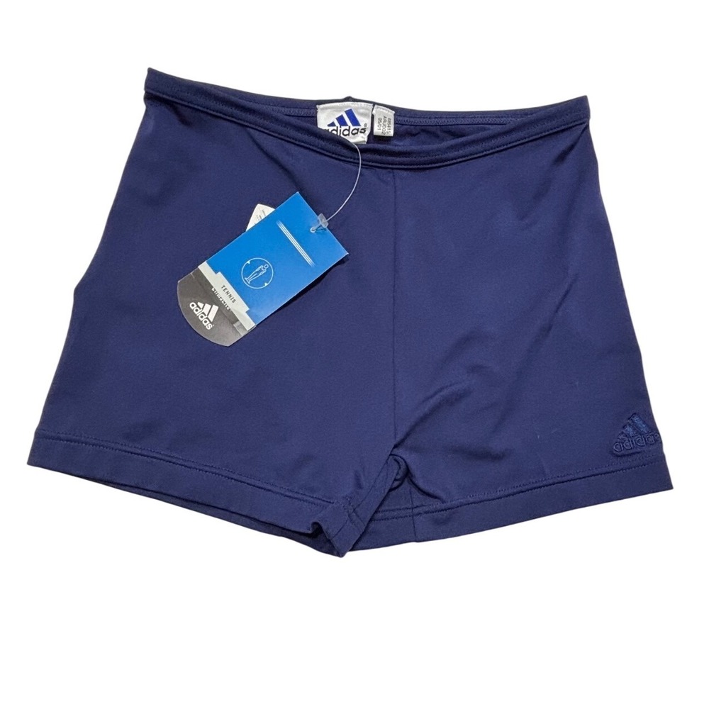 VTG Adidas Womens Tennis Shorts Size Large Navy Blue Climalite Lycra Spandex NWT